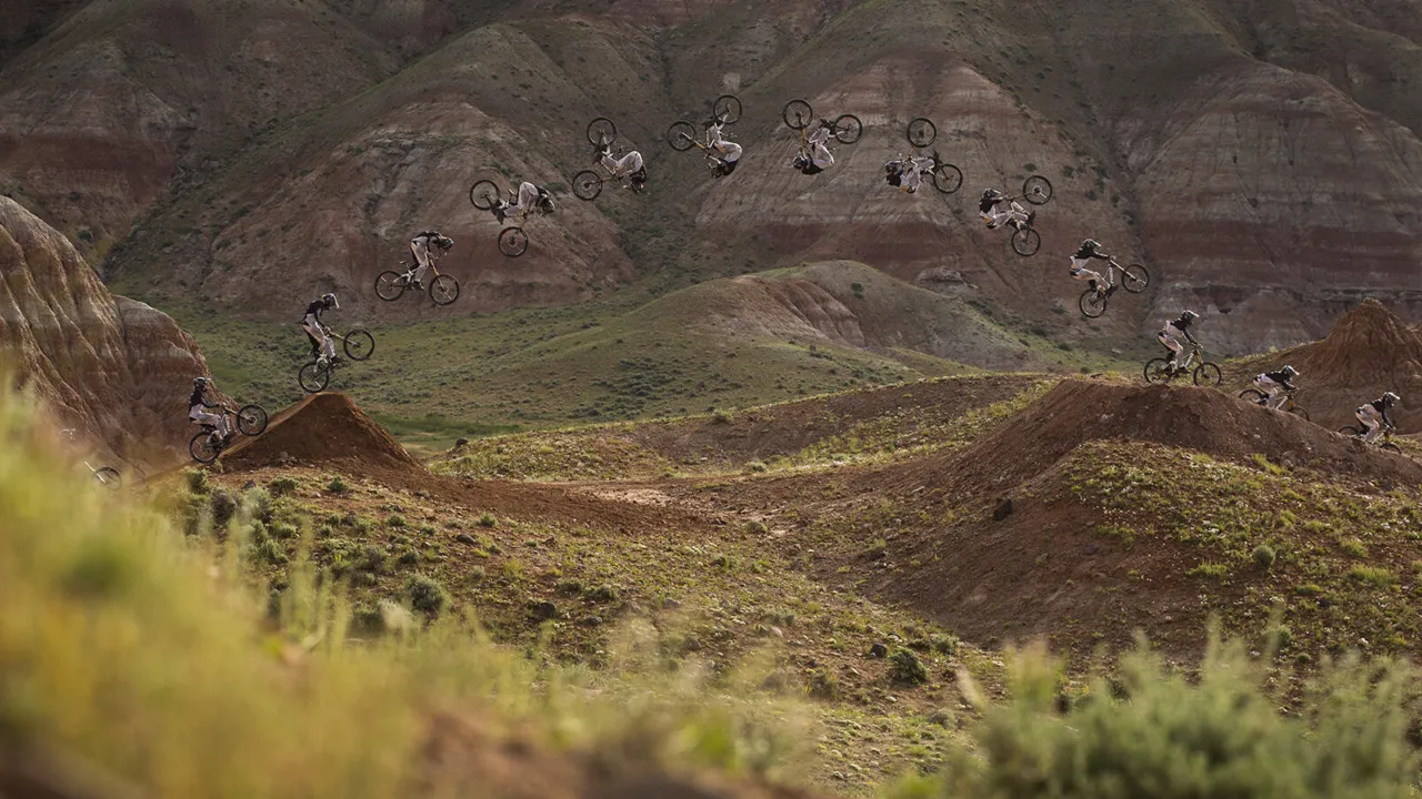 Tom VanSteenbergen successful bid at 70 foot front flip at Turtle Ranch, Wyoming.