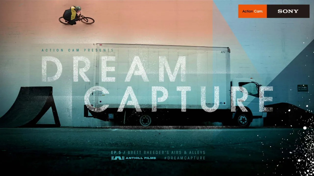 Brett Rheeder wall rides over a moving van for his Airs & Alleys poster image for Dream Capture.