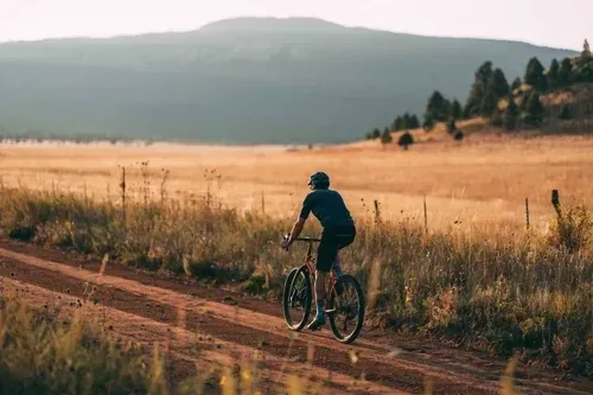 Lone cyclist rides through Ocate new mexico