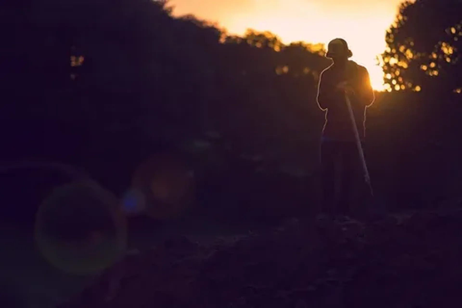 A bike trail builders in the sunset