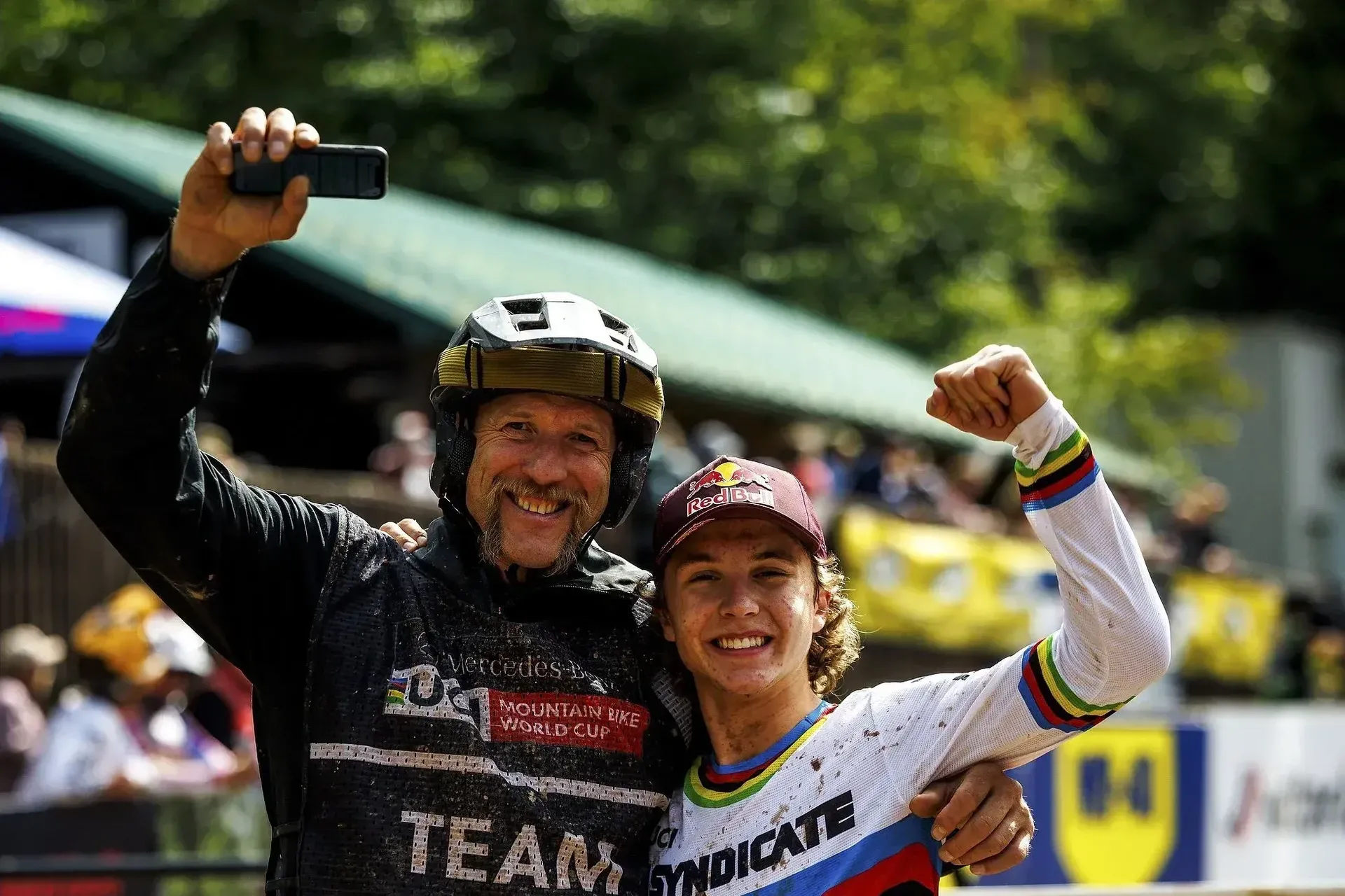 Steve Peat at Snowshoe West Virgina, 2022 MTB World Cup 
XCO & DH pictured with Jackson Goldstone