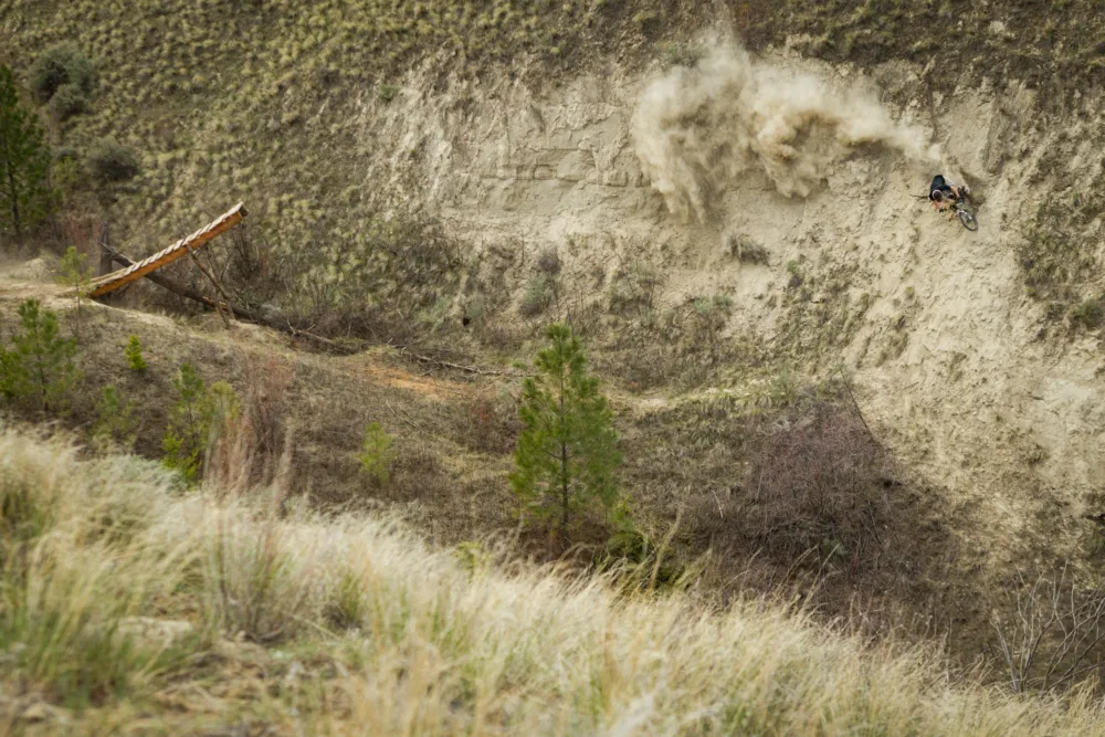 matt hunter does a 45 foot gap step up to wall ride in kamloops, bc, canada